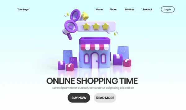 Online Shopping Koncept Illustration Landning Sida Mall För Affärsidé Koncept — Stockfoto