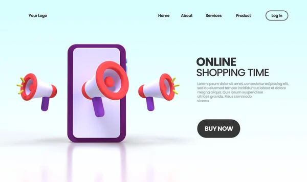 Online Shopping Concept Illustration Landing Page Template Business Idea Concept — Stock Photo, Image
