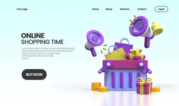 Online Shopping Concept Illustration Landing Page Template Business Idea Concept – stockfoto