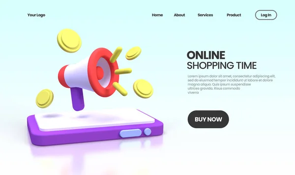 Online Vásárlás Koncepció Illusztráció Landing Page Template Business Idea Koncepció — Stock Fotó