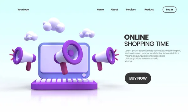 Online Vásárlás Koncepció Illusztráció Landing Page Template Business Idea Koncepció — Stock Fotó