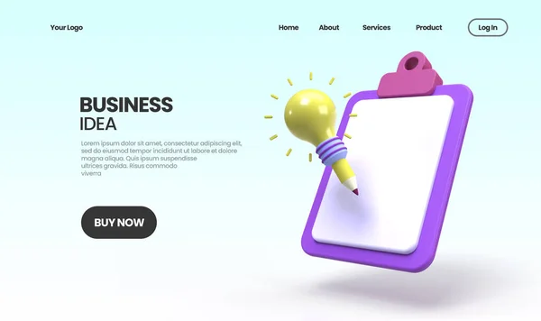 Idea Biznesowa Ilustracja Landing Page Template Business Idea Background Renderowanie — Zdjęcie stockowe