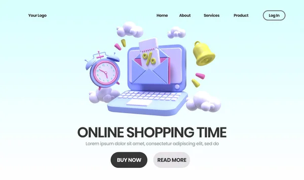 Online Shopping Concetto Illustrazione Landing Modello Pagina Idea Business Concetto — Foto Stock