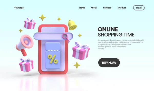 Online Shopping Concept Illustration Landing Page Template Business Idea Concept — Stock Photo, Image