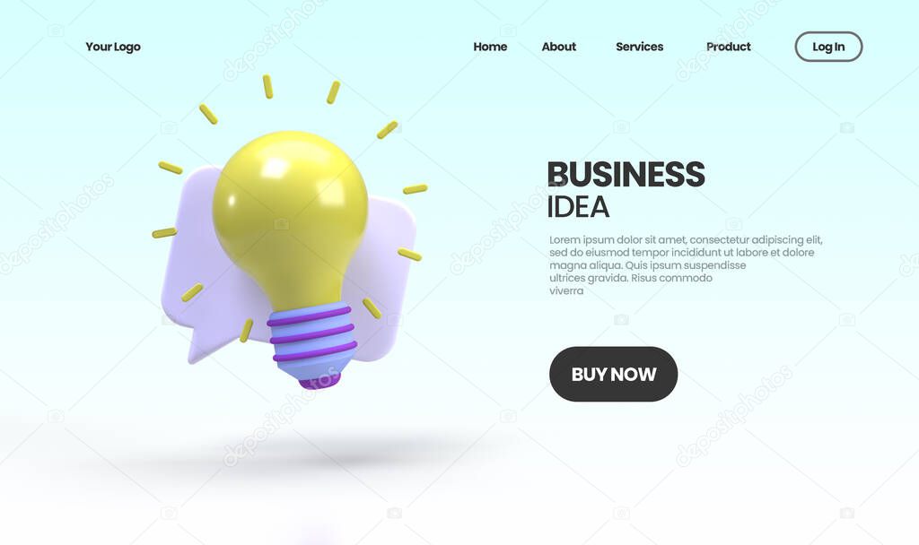 business idea concept illustration Landing page template for business idea concept background 3D render