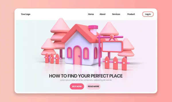 Huis Koop Onroerend Goed Concept Illustratie Landing Pagina Template Voor — Stockfoto