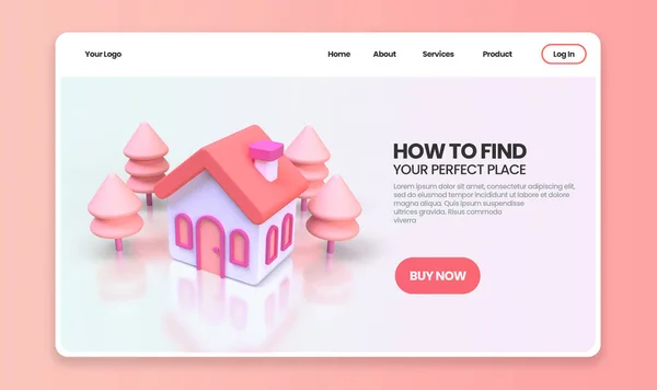 Huis Koop Onroerend Goed Concept Illustratie Landing Pagina Template Voor — Stockfoto