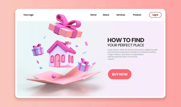 House Sale 부동산 Landing Page Template Business Idea Background Render — 스톡 사진