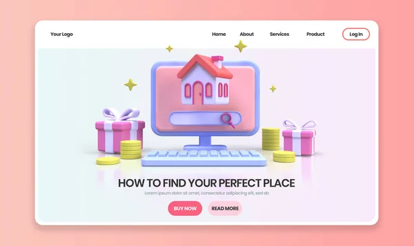 Dom Sprzedaż Koncepcja Nieruchomości Ilustracja Landing Page Template Business Idea — Zdjęcie stockowe