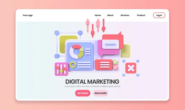 Web Development Design Concept Illustration Landing Page Template Business Idea — Stock fotografie