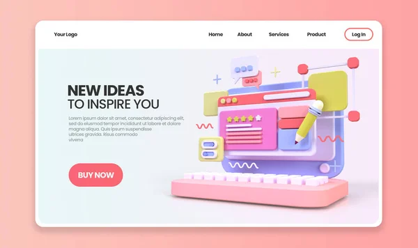 Sviluppo Web Concetto Progettazione Illustrazione Landing Page Modello Business Idea — Foto Stock