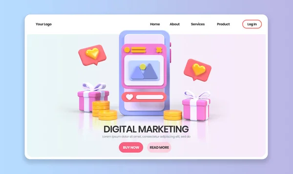 Web Development Design Illustration Landing Page Template Business Idea Background — стокове фото