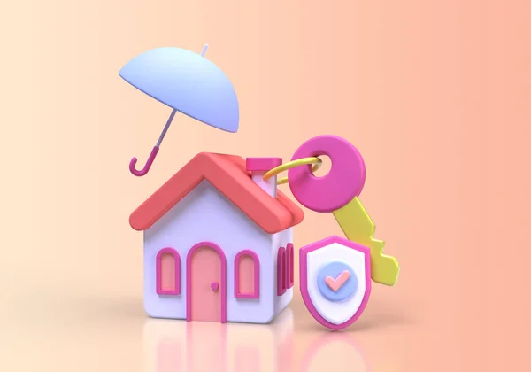 House Protection Insurance Concept Illustration Landing Page Template Background Render — Stok fotoğraf