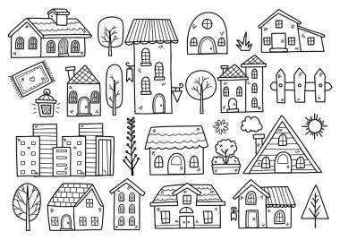 house  doodle objects vector illustration for banner, poster, flyer
