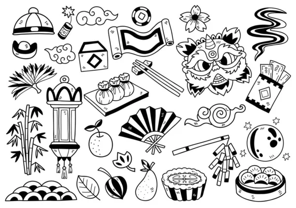 Hand Drawn Style China Doodle Objects Vector Illustration Banner Poster — Archivo Imágenes Vectoriales