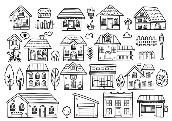House Doodle Objects Vector Illustration Banner Poster Flyer — Vector de stock