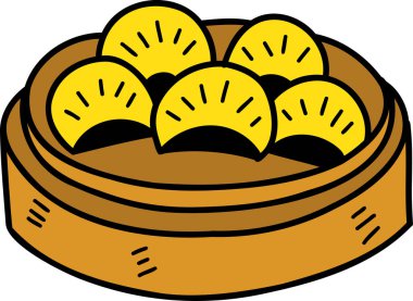 hand drawn dumplings placed on a plate illustration on transparent background for template design