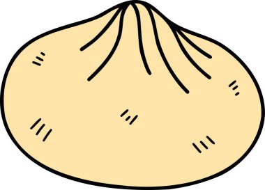 hand drawn stuffed steamed bun illustration on transparent background for template design