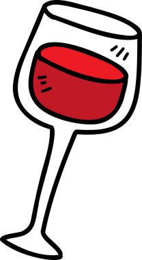 hand drawn wine glass illustration on transparent background