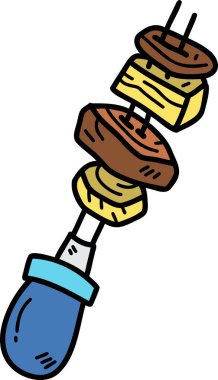 Hand Drawn BBQ Skewers illustration on transparent background
