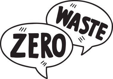 Hand Drawn zero waste letters illustration on transparent background