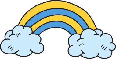 Hand Drawn cute rainbow illustration on transparent background