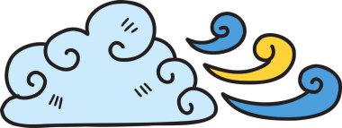 Hand Drawn the clouds are blowing illustration on transparent background