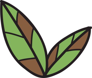 cute leaves illustration on transparent background