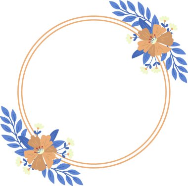 circle decorated with floral frame illustration on transparent background