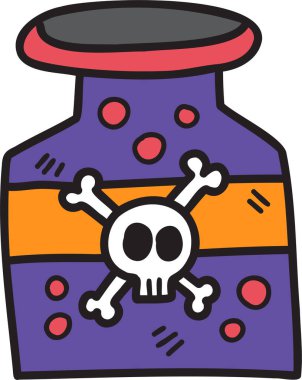 Hand Drawn Halloween Poison illustration on transparent background
