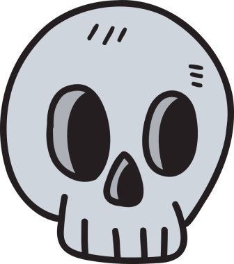 Hand Drawn cute skull illustration on transparent background
