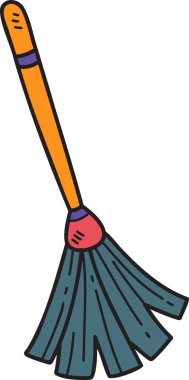 Hand Drawn witch broom illustration on transparent background