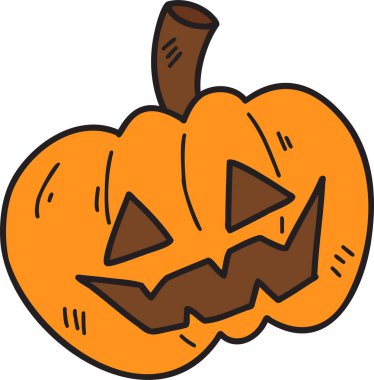 Hand Drawn halloween pumpkin illustration on transparent background