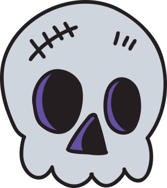 Hand Drawn cute skull illustration on transparent background