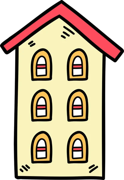 Hand Drawn Cute Three Storey House Illustration Transparent Background — Photo