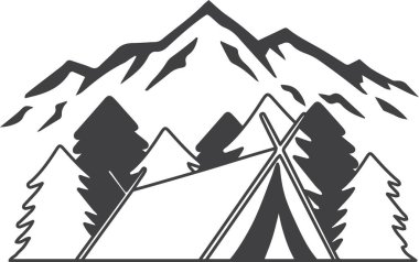 Hand Drawn tents and camps illustration isolated on background