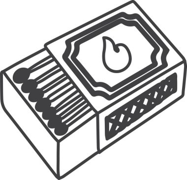 Hand Drawn matchbox with matches illustration isolated on background