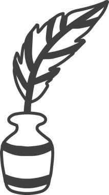 Hand Drawn feather pen and ink illustration isolated on background