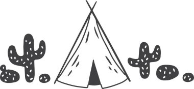 Hand Drawn tents and camps illustration isolated on background