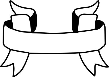 Hand Drawn one vintage ribbon banner illustration isolated on background