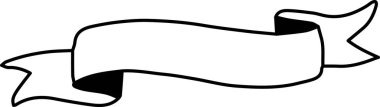 Hand Drawn one vintage ribbon banner illustration isolated on background