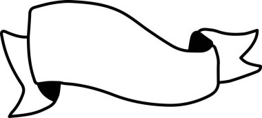 Hand Drawn one vintage ribbon banner illustration isolated on background