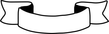 Hand Drawn one vintage ribbon banner illustration isolated on background