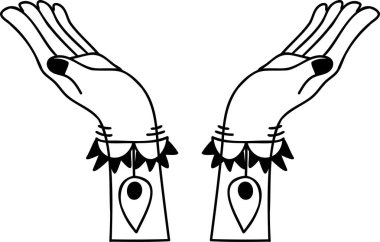 Hand Drawn boho style hands illustration isolated on background