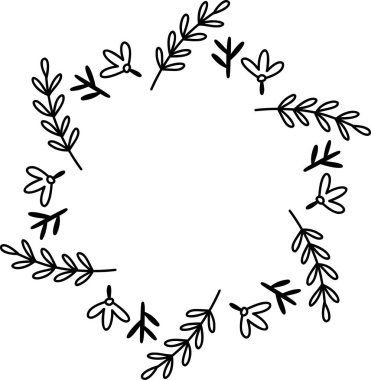 Hand Drawn leaf circle frame illustration isolated on background