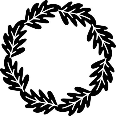 Hand Drawn leaf circle frame illustration isolated on background