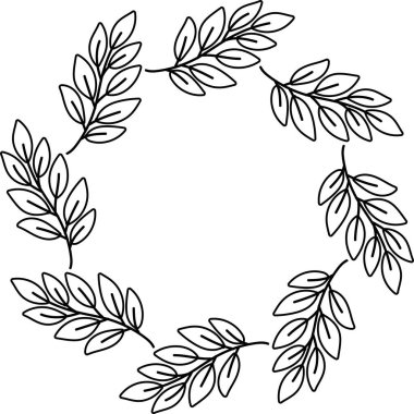 Hand Drawn leaf circle frame illustration isolated on background