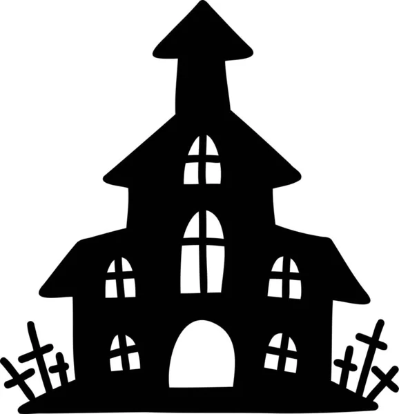Hand Drawn Halloween Castle Illustration Isolated Background — Vector de stock