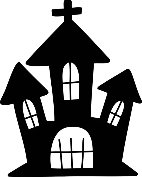 Hand Drawn Halloween Castle Illustration Isolated Background — Image vectorielle