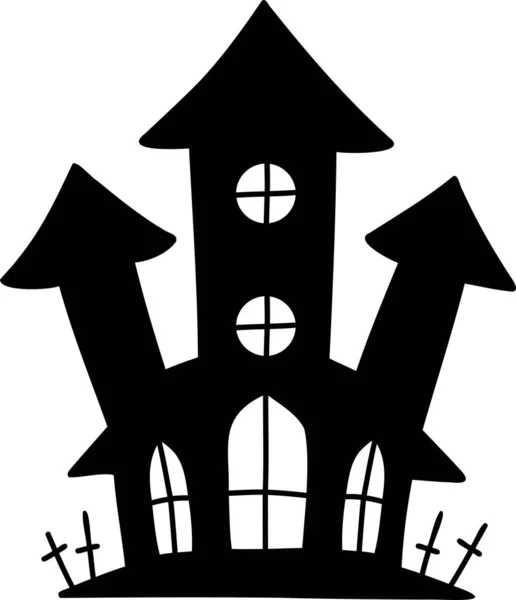Hand Drawn Halloween Castle Illustration Isolated Background — Vettoriale Stock
